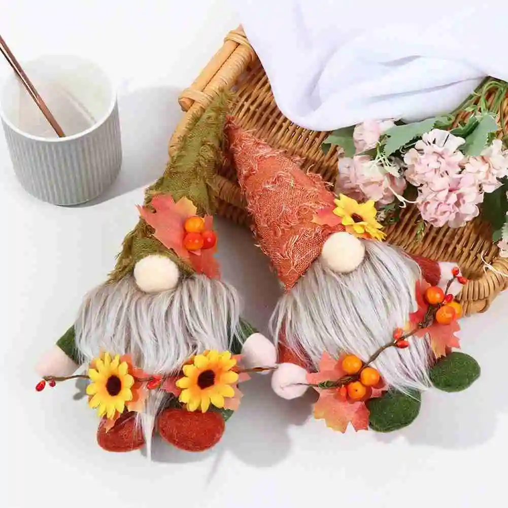 

Cute Autumn Gnome Pumpkin Sunflower Swedish Dwarf Thanksgiving Day Gift Christmas Decor Fall Ornaments