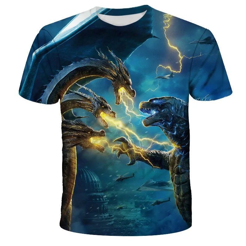 

Hot King Kong Godzilla- The Film Street Harajuku Summer 3D Printed Short Sleeve Tops Children Clothes Cool Boys T Shirts 2021