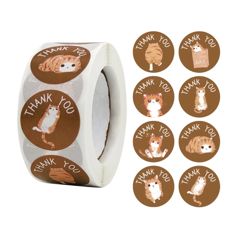 

2022 New 500Pcs/Roll Round Cat Sealing Sticker 1.0'' Ideal for Baby Shower Bridal Shower