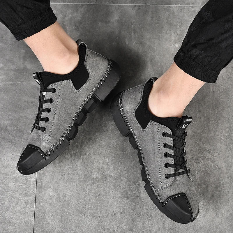 Удобная мужская повседневная обувь Мужская на шнуровке Качественная замшевая