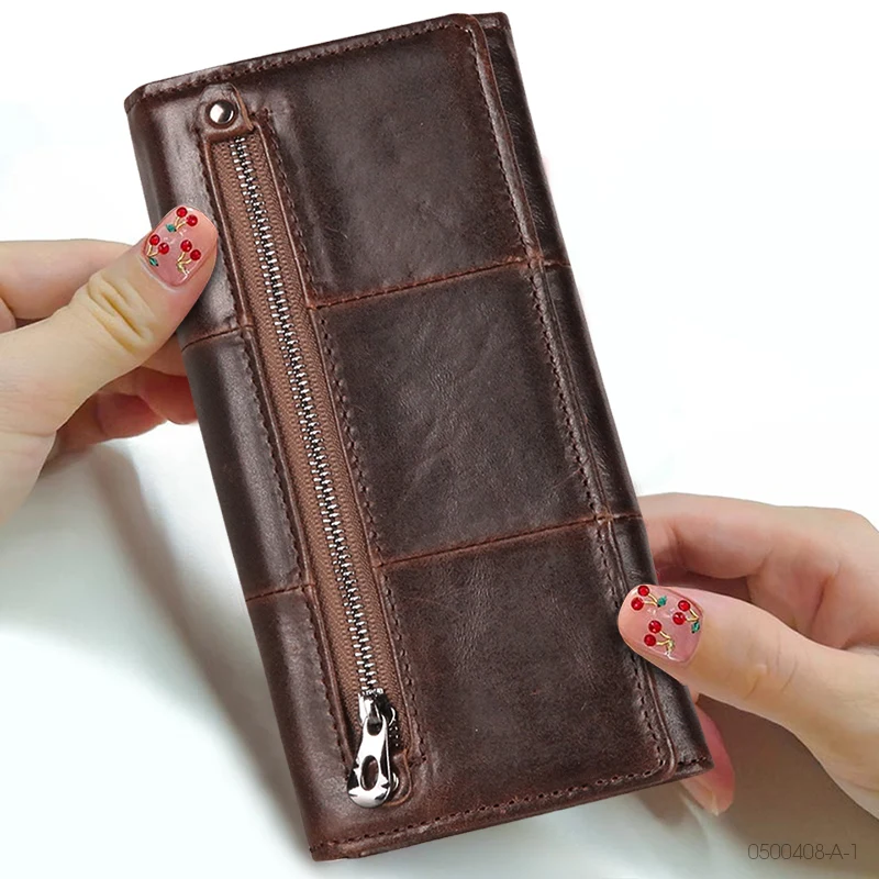 Cobbler Legend Women Long Wallet Ladies Genuine Leather Card Holder Female Zipper Purses With Phone Bag High Quality Big Wallets