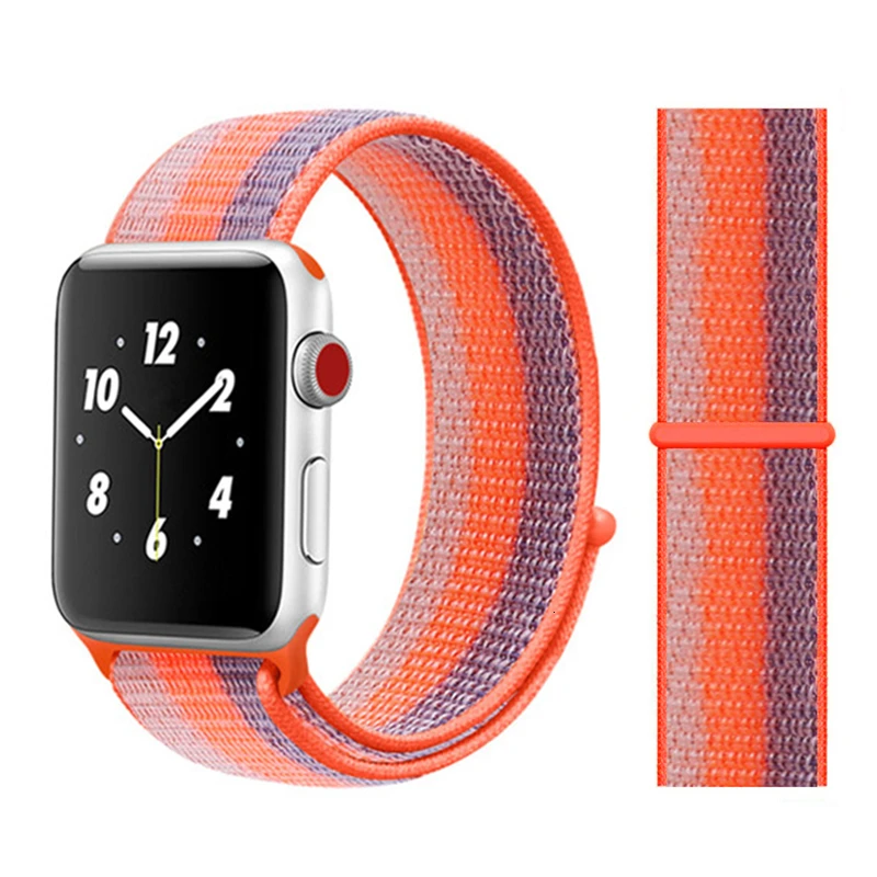 Orange Blue Нейлоновый ремешок для Apple Watch серии 5 42 мм iwatch 44 мм ремешок 38 мм 40 мм iwatch sreies 4 3 2 pulseira браслет ремешок для часов - Цвет ремешка: Orange Blue
