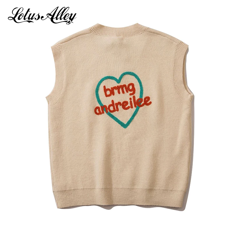 

Осенне-зимний мужской свитер, жилет, мужской Повседневный пуловер с вышивкой и буквенным принтом, мужской вязаный жилет, уличная одежда, вяз...