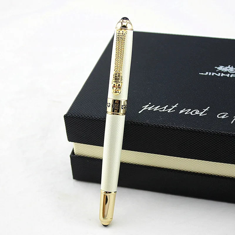 

Jinhao Luxurious Fountain Pen Classic Style Dragon Clip, Medium Nib Golden Writing Signature Pen Business Office Supplies