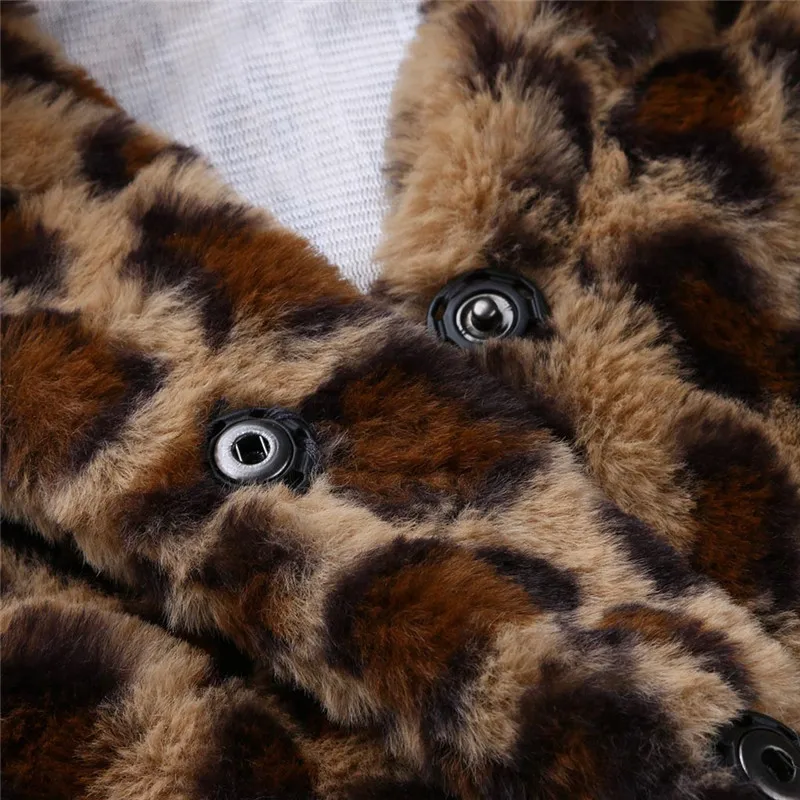 

Women Long Sleeve Leopard Coat Ladies Fashion Cardigan Winter Warm Cropped Top for Shopping Daily Wear