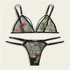 Новый комплект с бюстгальтером, интимное женское белье, женское нижнее белье с вышивкой, комплект нижнего белья, сексуальное Эротическое белье из сетки