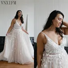 Женское ТРАПЕЦИЕВИДНОЕ свадебное платье It's yiiya, белое пляжное платье до пола с V-образным вырезом и аппликацией на лето 2022