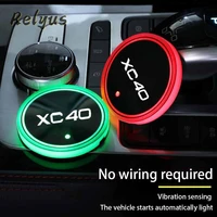 luminous car water cup coaster holder 7 colorful led atmosphere light usb charging for volvo xc40 xc 40 auto accessories