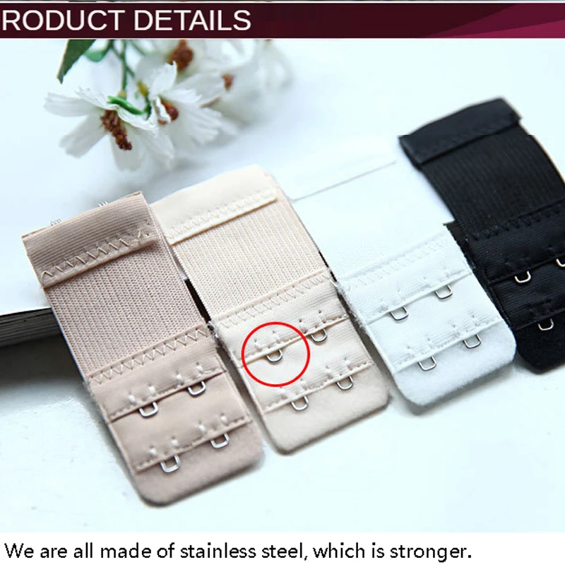 

10 PCS Stainless Steel Bra Extender Lingerie Strap Extension Adjustable Belt Buckle for Women 2 Row 2 Hook Intimates Accessories