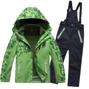 Детские зимние лыжные комплекты, Детские ветронепроницаемые водонепроницаемые лыжные куртки + комбинезоны, брюки, костюм для мальчиков и девочек, лыжная одежда, комплект одежды для катания на коньках
