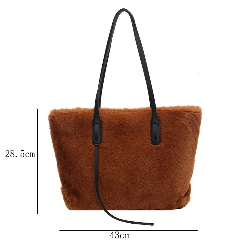 

Women Shoulder Bag Winter Fur Handbag And Purses Ladies Totes Bags For Women 2020 New Shoulder Purse Plush Ladies Bag Large