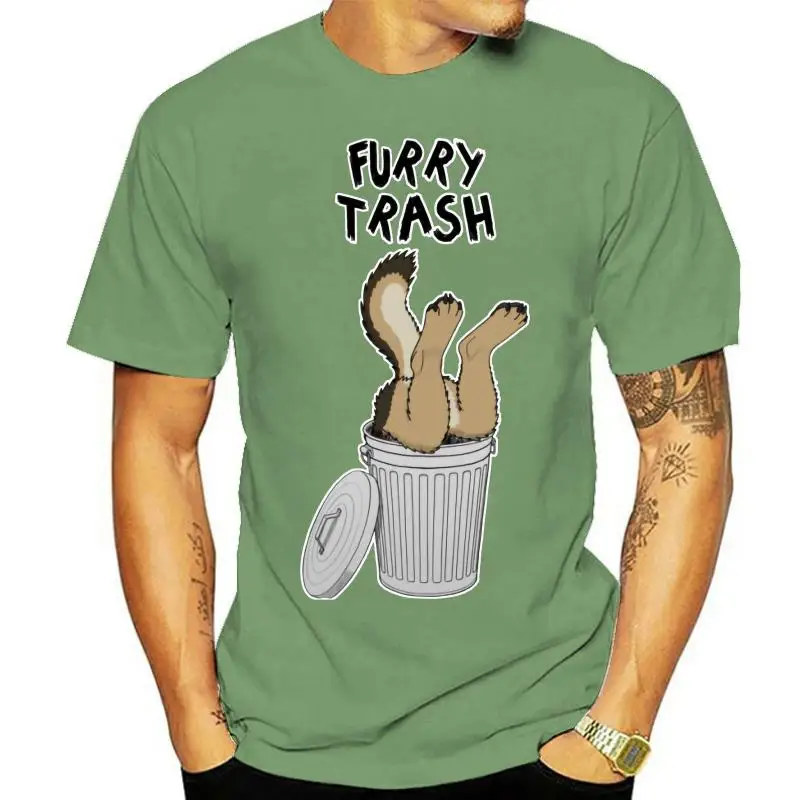 

one yona Men Furry Trash German Shepherd Tee Shirt Plus Size T Shirt New Arrival Round Neck Pure Cotton