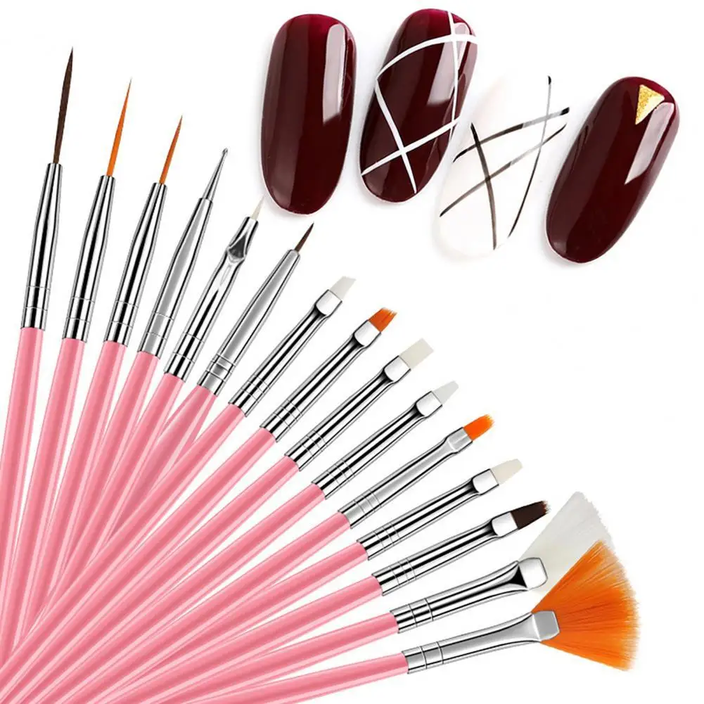 

15Pcs/Set Nail Art Brush Skin-friendly Convenient to Use Plastic Manicure Tools