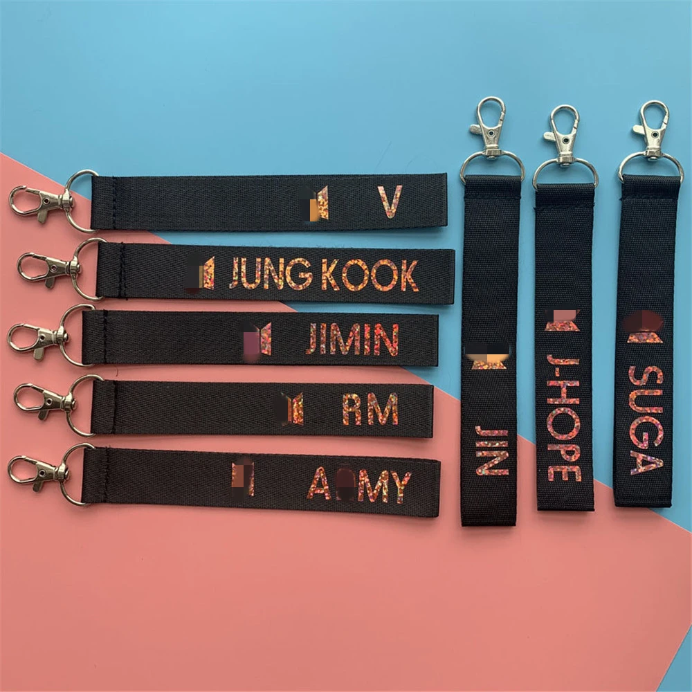 

Оптовая продажа, Kpop, лазерный красочный шнурок Bangtan Boys, цепочка для телефона, сумка, подвеска с именем, милая подвеска, брелок для ключей, аксе...