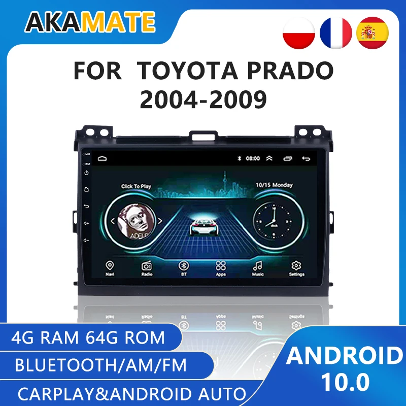 

Автомагнитола на Android 10, 2 Din, Восьмиядерный процессор, 4G, Bluetooth, AM/FM, GPS-навигация, Carpaly, автомобильная стереосистема для Toyota Prado 2004, 2005, 2006-2009