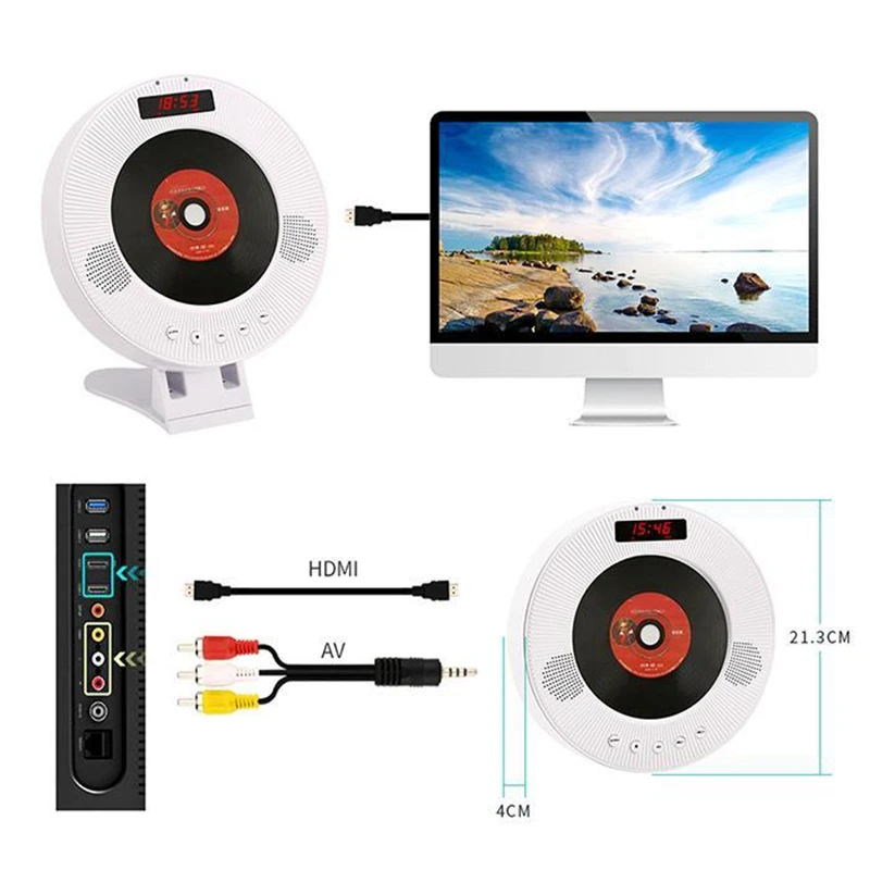 Настенный CD-плеер объемный звук dvd-плеер Hifi fm-радио Bluetooth портативный музыкальный