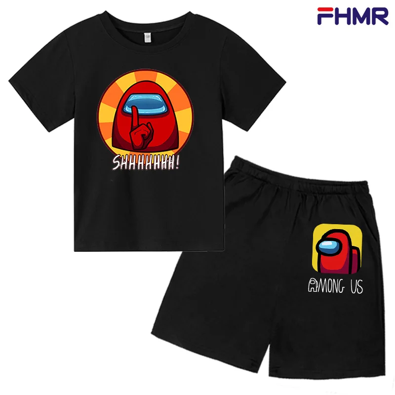 

Among Us, Summer Children's Suit Short-sleeved Printed Sportswear Boys Sportswear Casual 2 Suits T-shirt + Shorts Girls Clothes