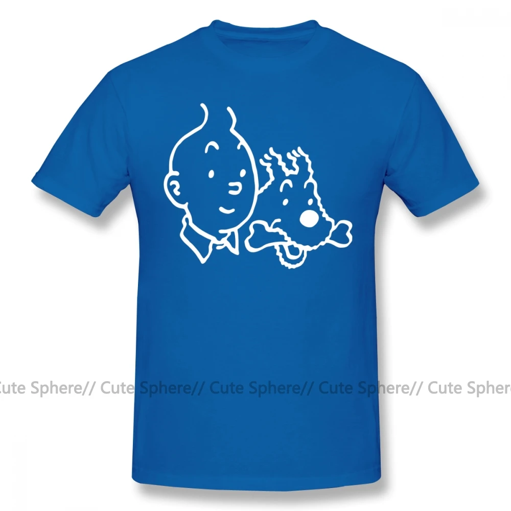 Blue Tintin, футболка, Tintin And Milou, футболка, 100 хлопок, графическая футболка, потрясающая классическая мужская футболка с коротким рукавом - Цвет: Blue