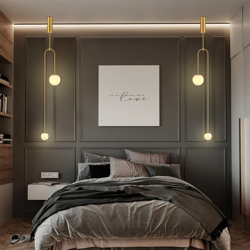 

Modern Glass Ball Pendant Lighting For Bedroom/Hotel Nordic Gold Pendant Lamp /Hanging Lights Art Deco Pendant Lamp Home Indoor