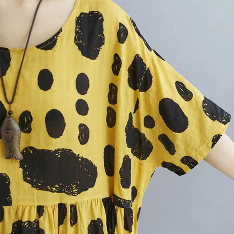 Винтажное хлопковое платье в горошек большого размера свободного покроя новое