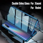 Магнитный металлический чехол для Xiaomi Redmi Note 9 9A 9C 9S 8 8T 8A 7 K20 F1 9T Pro Poco X3 NFC, двусторонний стеклянный чехол, 360