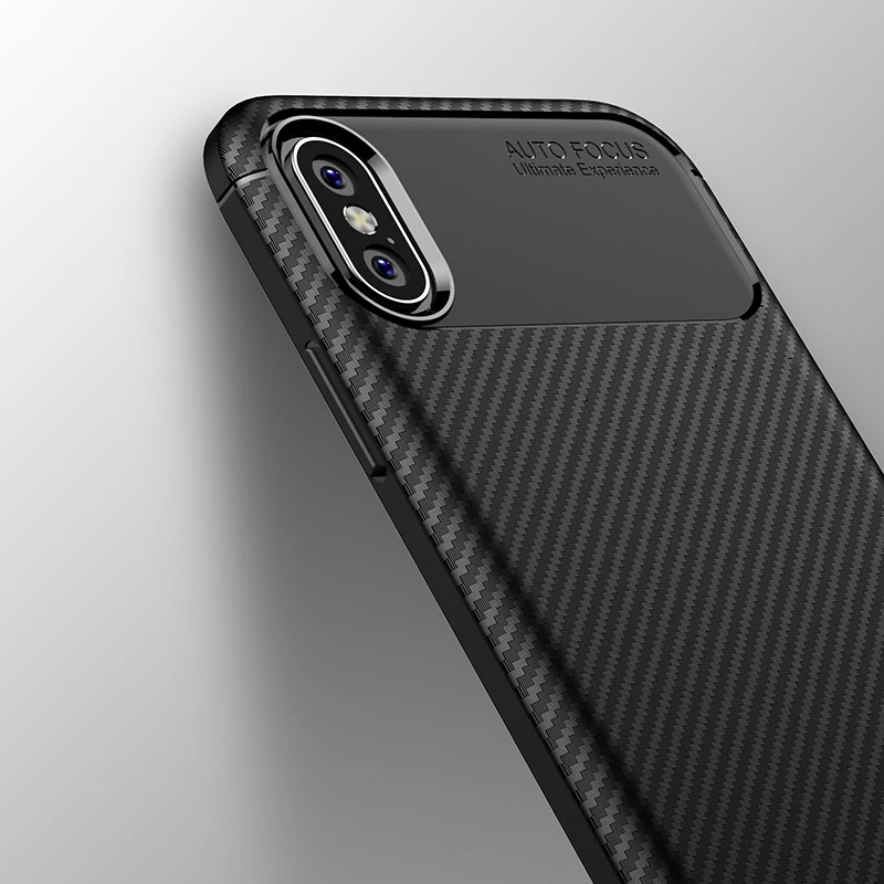 Противоударный мягкий матовый Силиконовый чехол из углеродного волокна для iPhone