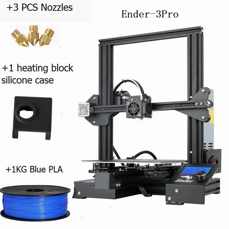 CREALITY 3d принтер Ender-3Pro DIY Kit v-слот большой размер подарочные насадки и нагревательный блок силиконовый рукав+ PLA