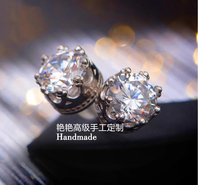 С сертификатом модные ювелирные изделия унисекс 8 мм круглые 2 карата циркония