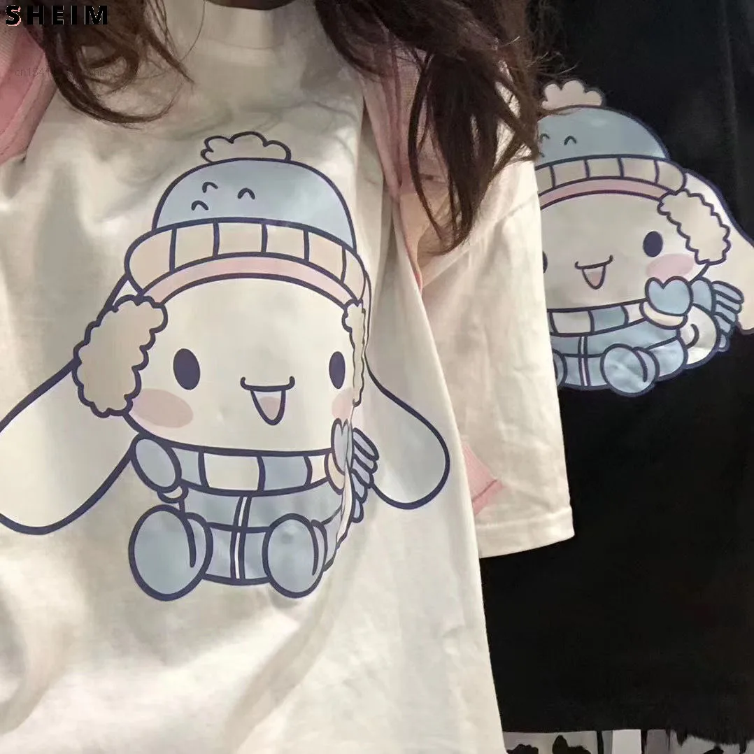 

Sanrio Y2k Kawaii Cinnamoroll T Shirt Female New Fashion Summer Tops Women Oversized Loose T Shirt Casual Graphic Girls
