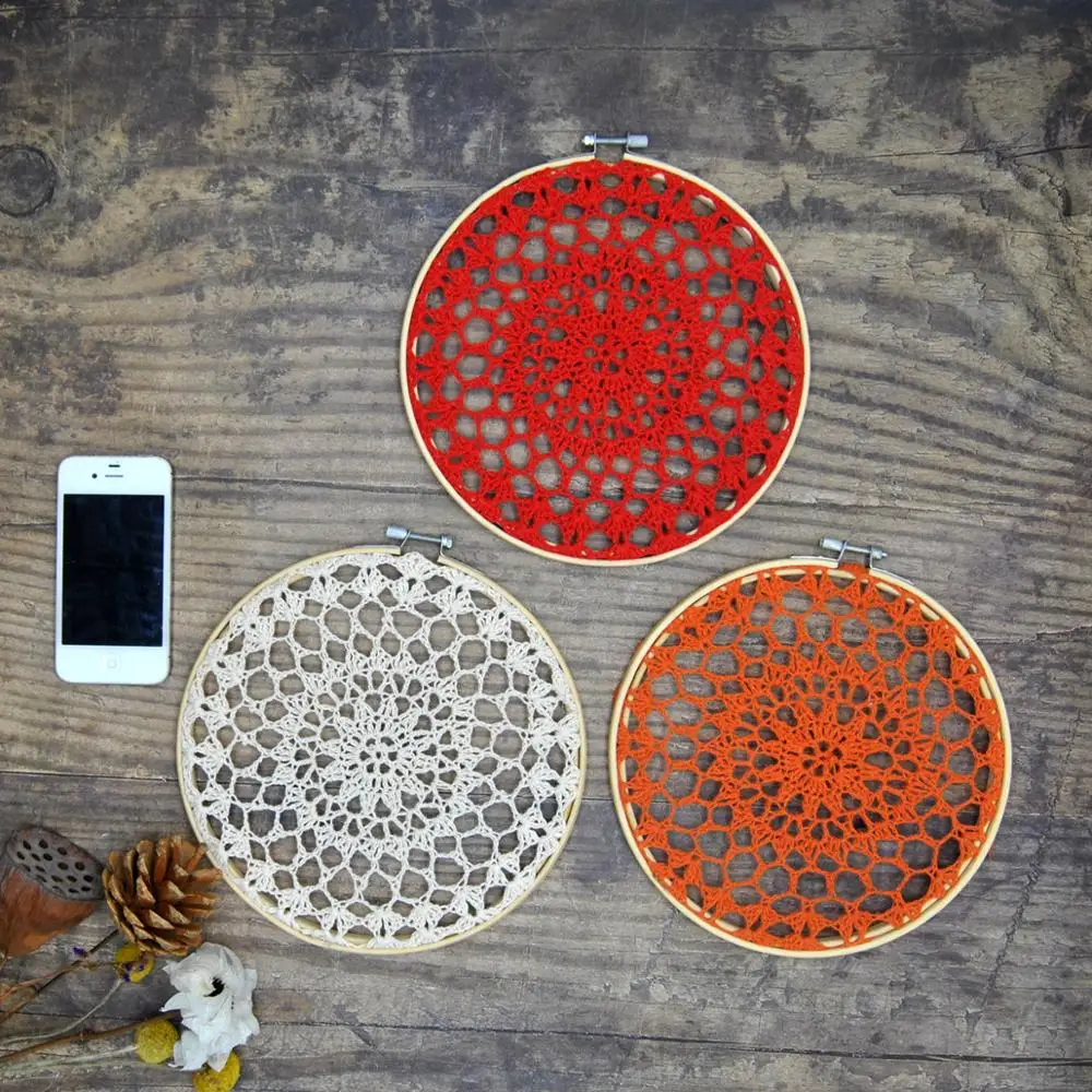 

Handmade Wall Decor hanging Dream Cotton flower Lace Catcher Wedding Background party home shop decoration No.A005 diameter 20cm