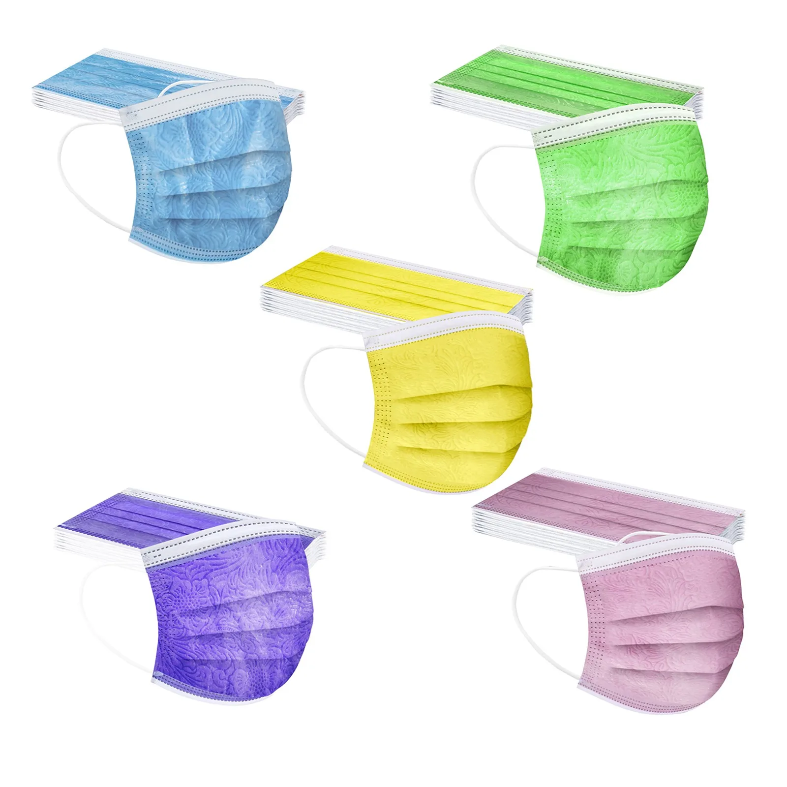 

50pcs Colored Disposable Face Maske For Child Kids Girls 3ply Protective Mouth Masks For Girls Adjust Face-mask No Decoration