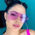 Солнцезащитные очки женские, без оправы, с прозрачными, оранжевыми и красными линзами