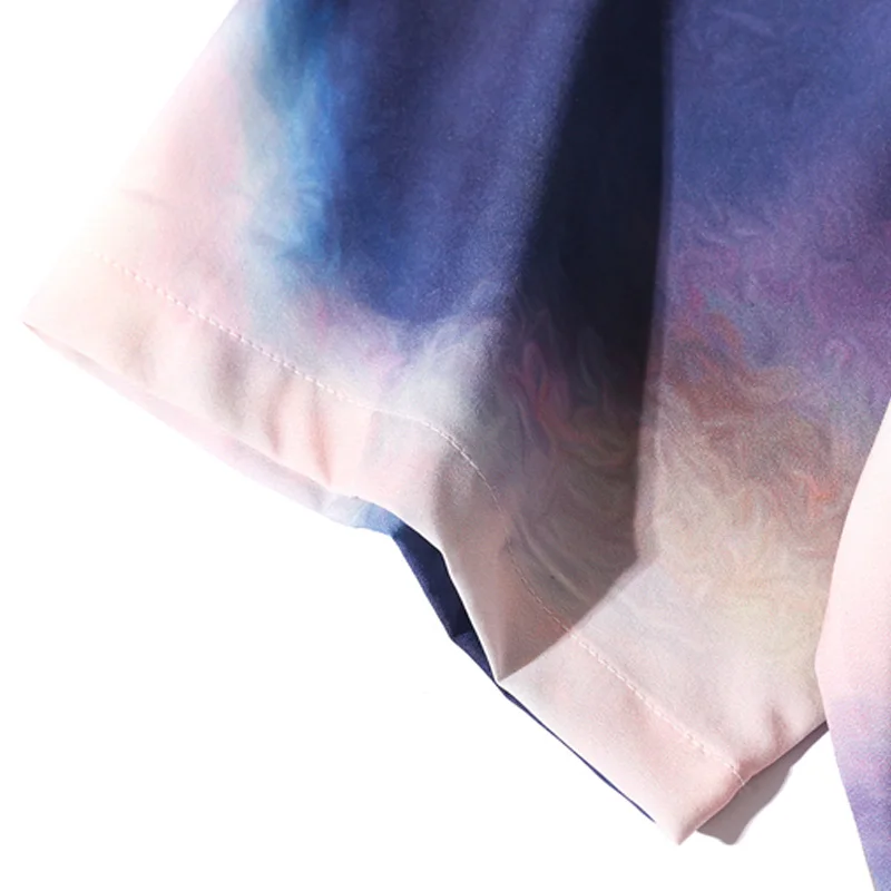 

Bonita Vida Tie Dyeing Print Short Sleeve Shirt Men Summer Hawaiian Material Holiday Harajuku Fashion Beach Shirts