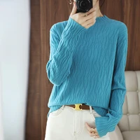 half high collar chic long sleeve bottoming knitted womens loose solid color warm sweater elegant autumn and winter simple top