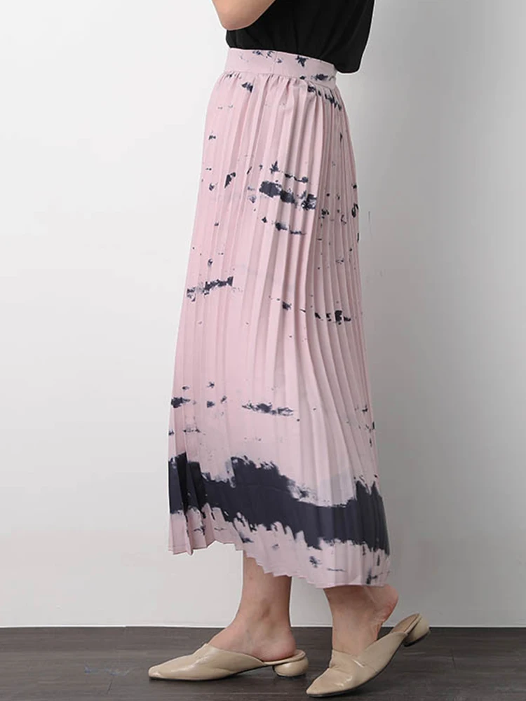 

Женская летняя плиссированная юбка, трапециевидная юбка с чернильным принтом, размер XL, 2020