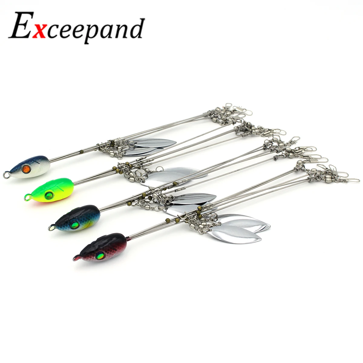 

Exceepand 5 PCs 14cm 5 Arms 4 Blades Stainless Steel Umbrella Alabama Fishing Lure Rig Head Swimbait Swivel Snap Connector