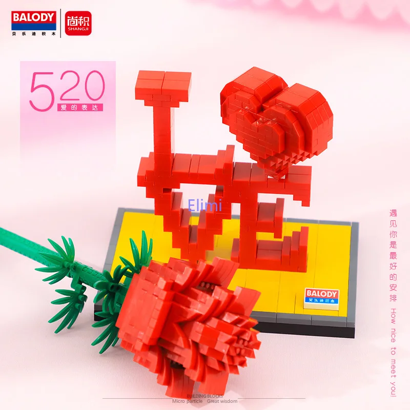 Balody мини-конструкторов в любовь День Святого Валентина Розового Строительные