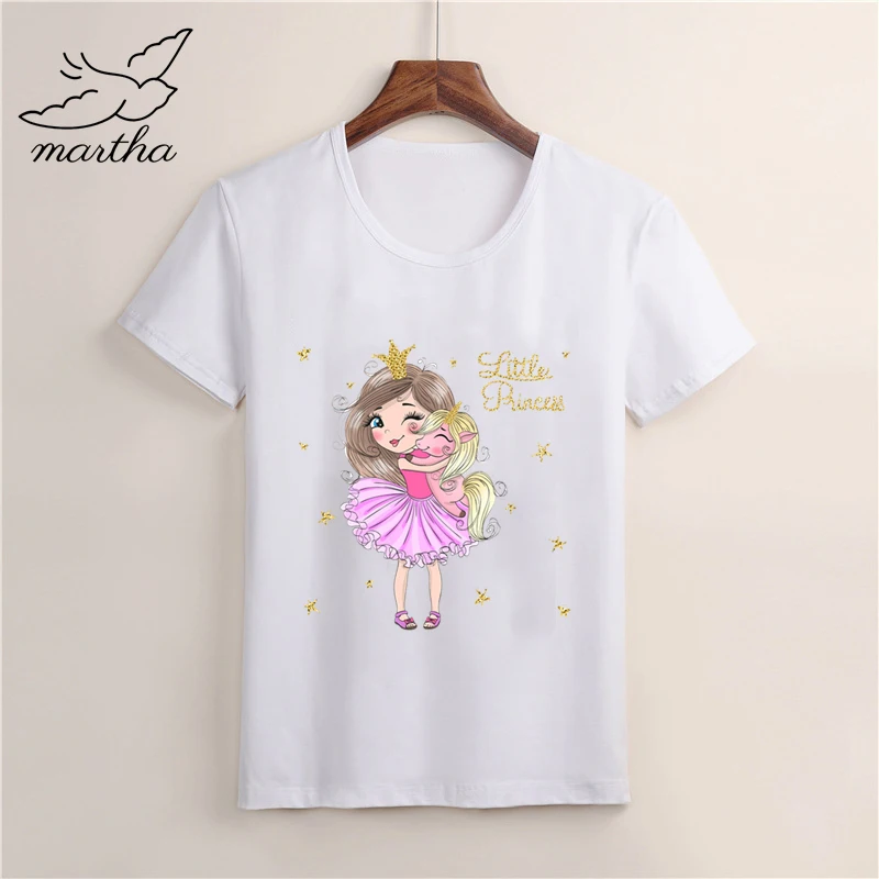 Милые девушки принцесса мультфильм Мода Забавный принт футболка Дети Лето o