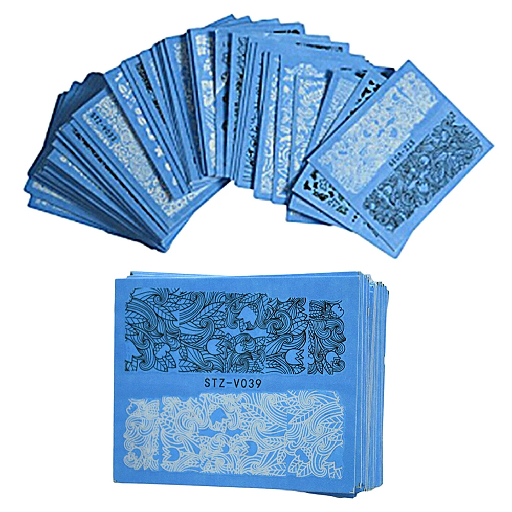 48/шт. Винил для ногтей наклейки-трафарет набор 48 различных дизайнов милый легкий