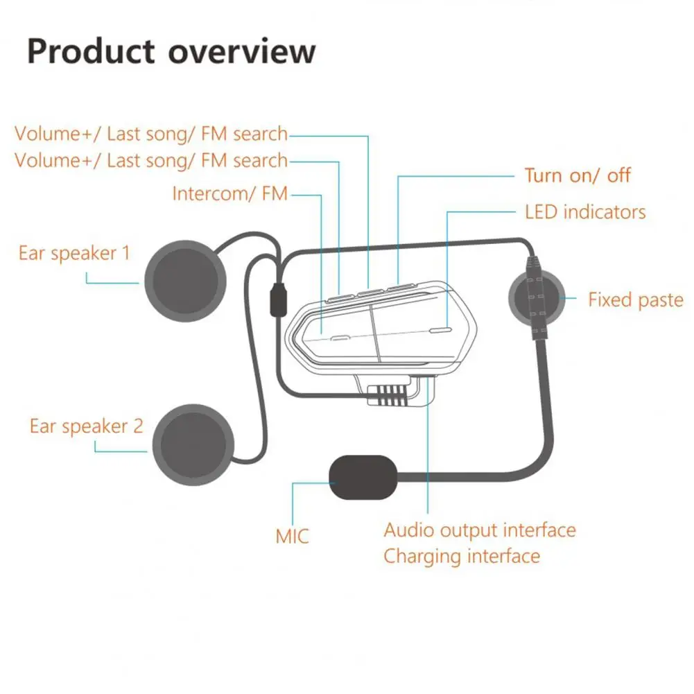 Мотоцикл Bluetooth шлем гарнитура домофон наушники FM радио мотор водонепроницаемый