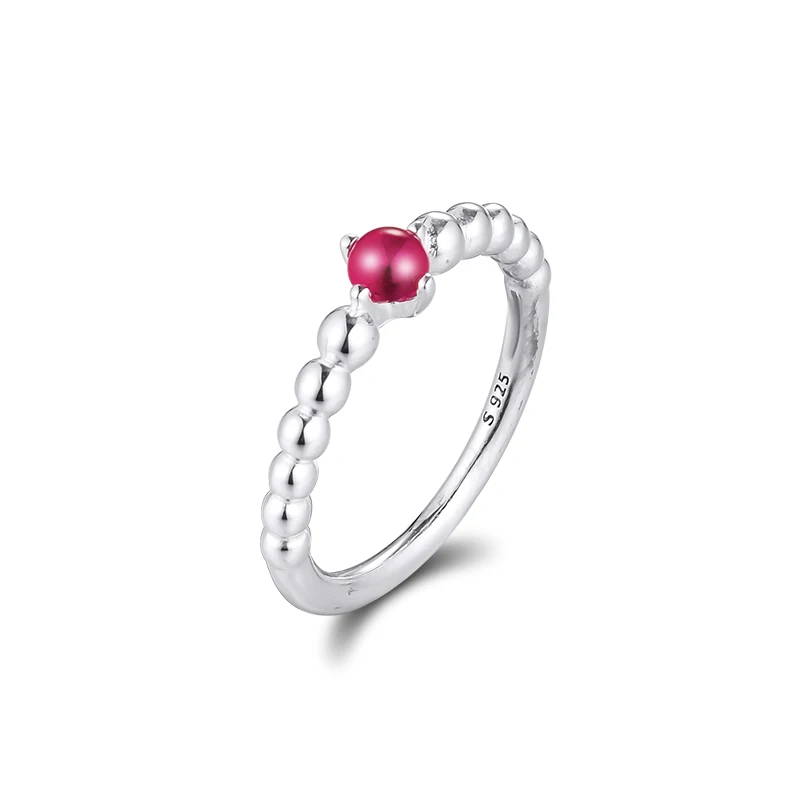 

Blazing Red Beaded Rings 100% Authentic 925 Sterling-Silver-Jewelry Free Shipping