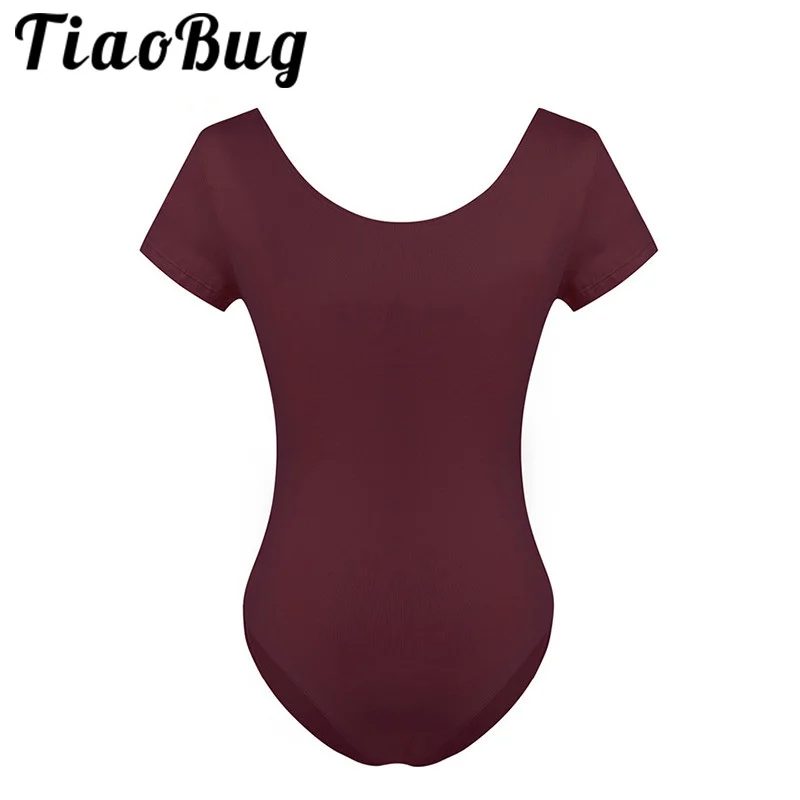 TiaoBug женский эластичный гимнастический балетный купальник с коротким рукавом