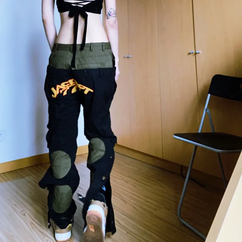 

Black Double Waist Breasted Pants Women Spring Fall Street Hip-Hop Workwear Casual Straight Tube Everything