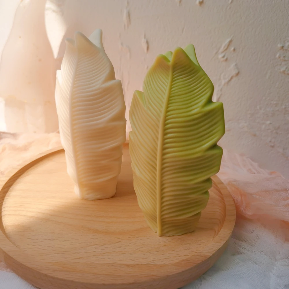 Molde de vela con forma de hoja &uacute;nica 3D, molde de vela de silicona para yeso de aromaterapia-2