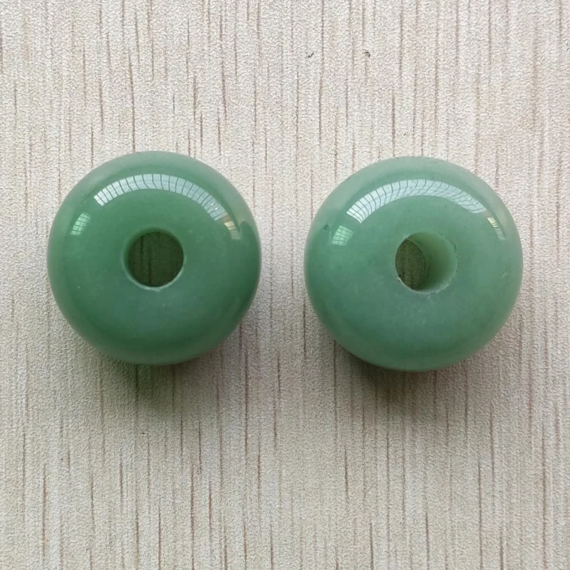 

Wholesale 6pcs/lot good quality natural green aventurine round shape big hole beads 15x30mm For jewelry making free shipping
