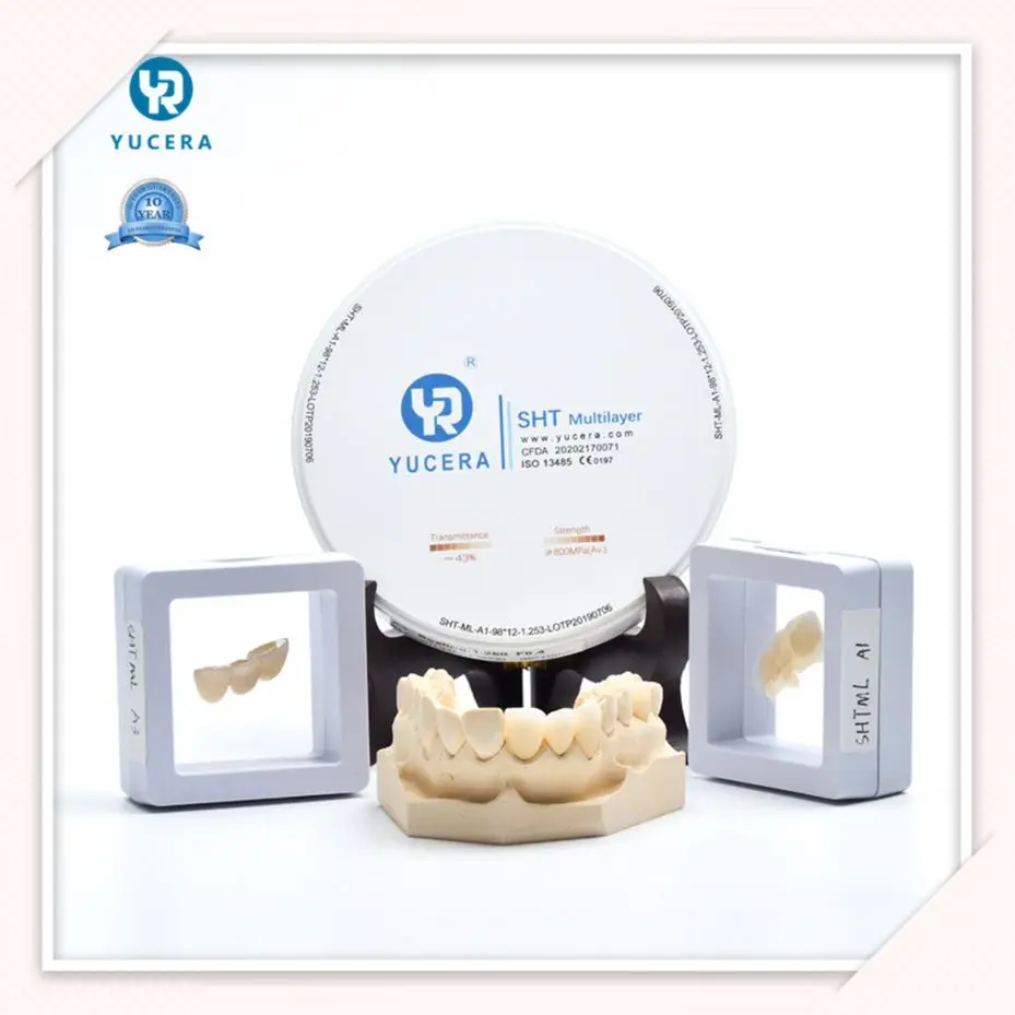 SHT Multilayer Shaded Dental Zirconia BlockCAD CAM Medical Product Dental Ceramic Zirconia Discs For Denture Crown Bridge Veneer