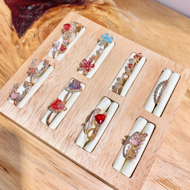 Корейские милые Регулируемые кольца с фианитами в форме сердца цветка фрукта для