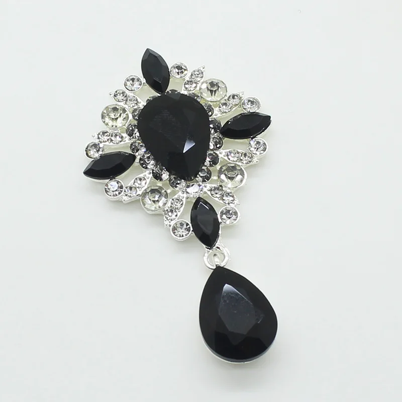 ZMASEY 2pcs/lot New Flatback Brooch Buttons 38 x 65mm Alloy Glass crystal Diy Jewelry Accessories Decoration Wholesale Prices - купить по