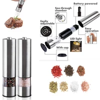 electric salt and pepper grinding unit 2 packs electronically adjustable vibrator ceramic grinder automatic one h
