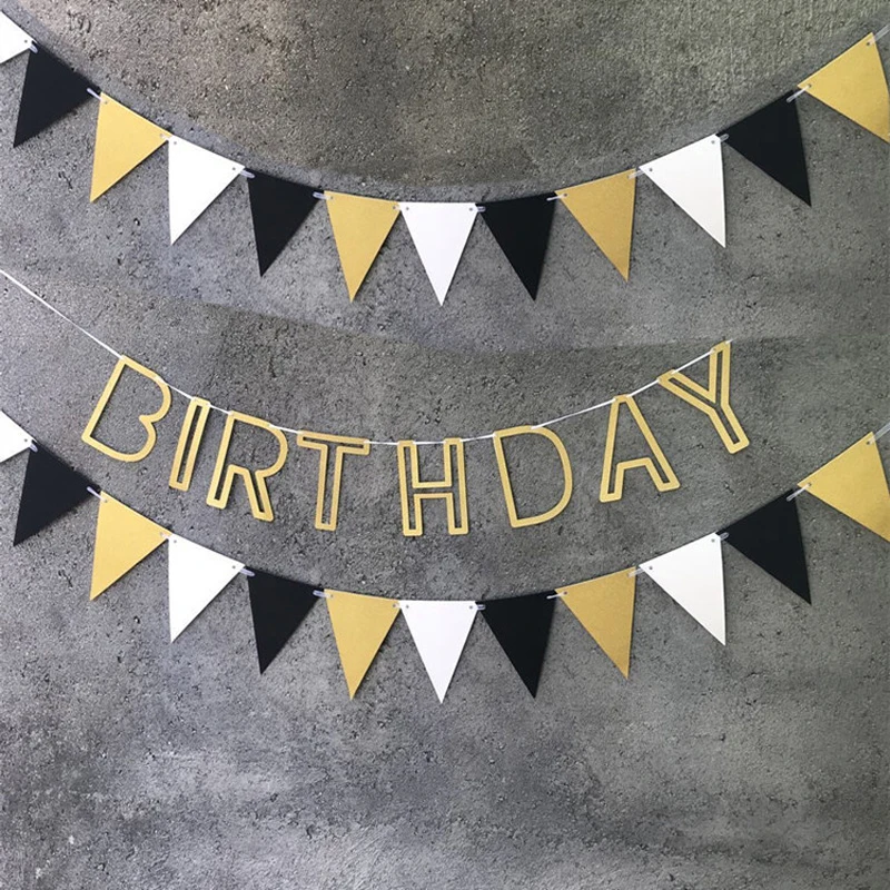 5 метров черные и золотые бумажные флаги баннер Бумажная гирлянда перьевая на